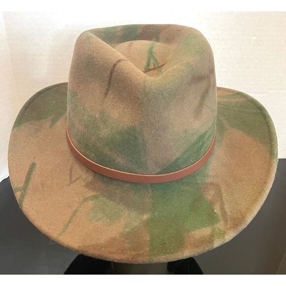 dorfman pacific 100% wool felt indiana jones  hat camouflage design size XL(8) - Picture 1 of 11
